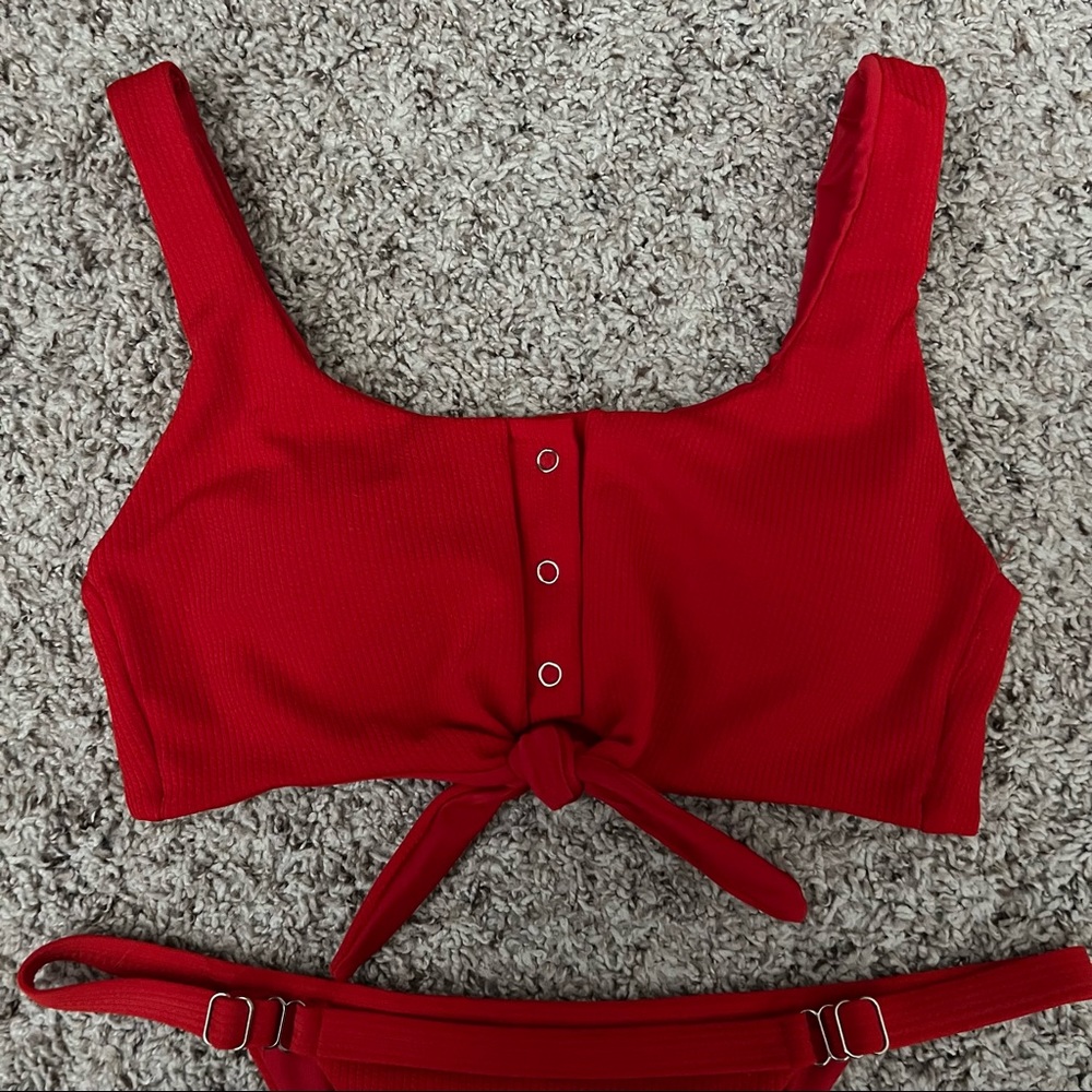 Knot Front Ribbed Bikini - Picture 3 of 7